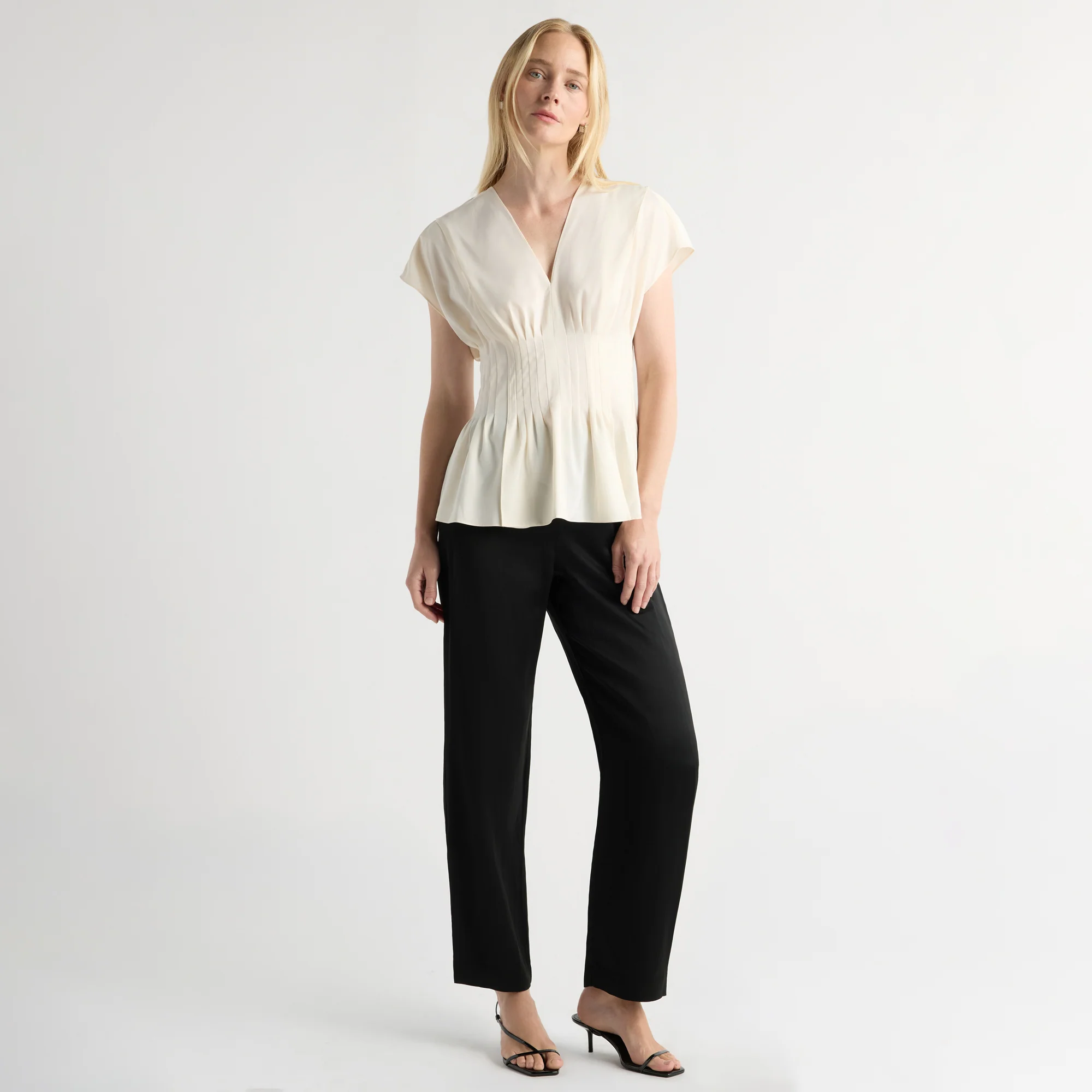 Jordyn Satin Sheen Straight-Leg Pant