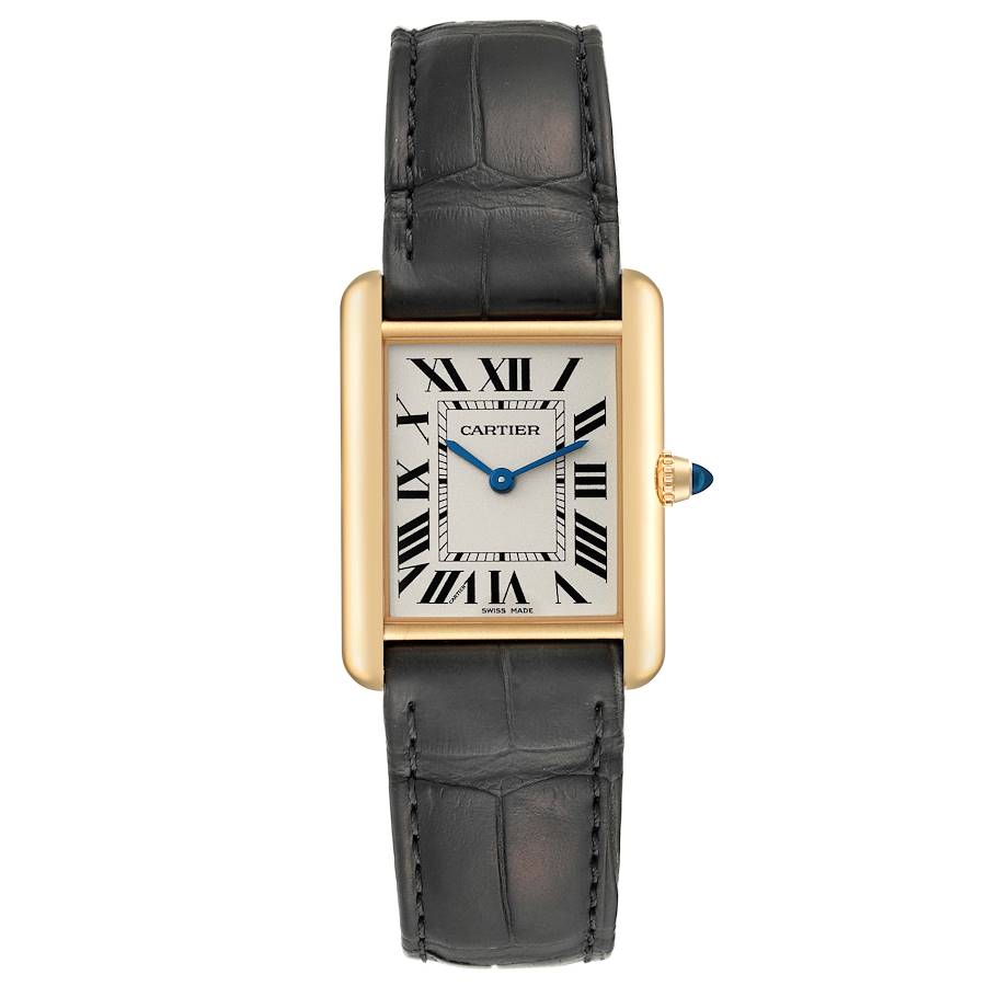 Cartier Tank Louis Yellow Gold Silver Dial Mens Watch WGTA0067 Card