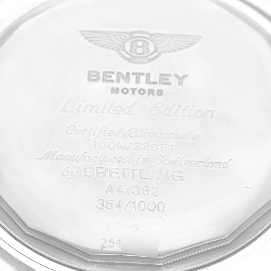 Breitling Bentley GMT Black Dial Steel Mens Watch A47362 Papers