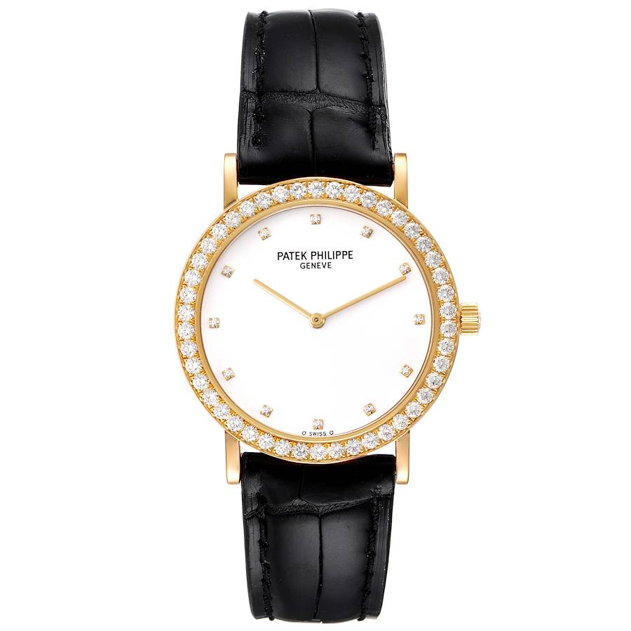 Patek Philippe Calatrava Yellow Gold White Dial Diamond Watch 5006 Papers