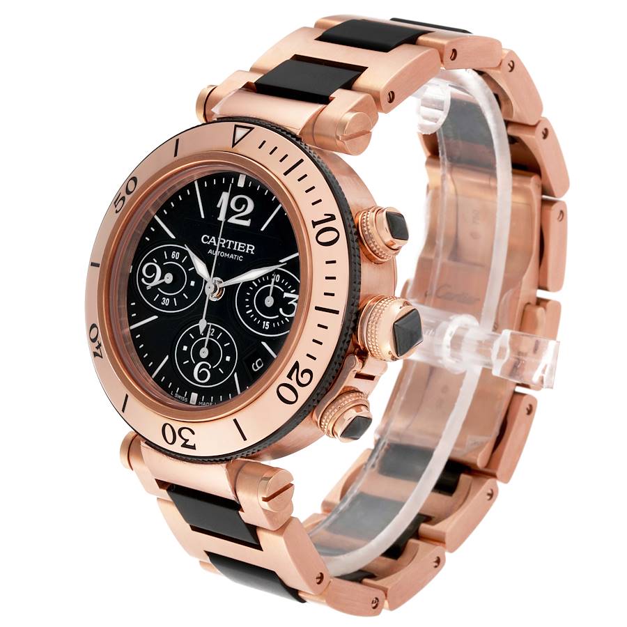 Cartier Pasha Seatimer Rose Gold Black Dial Mens Watch W301980M