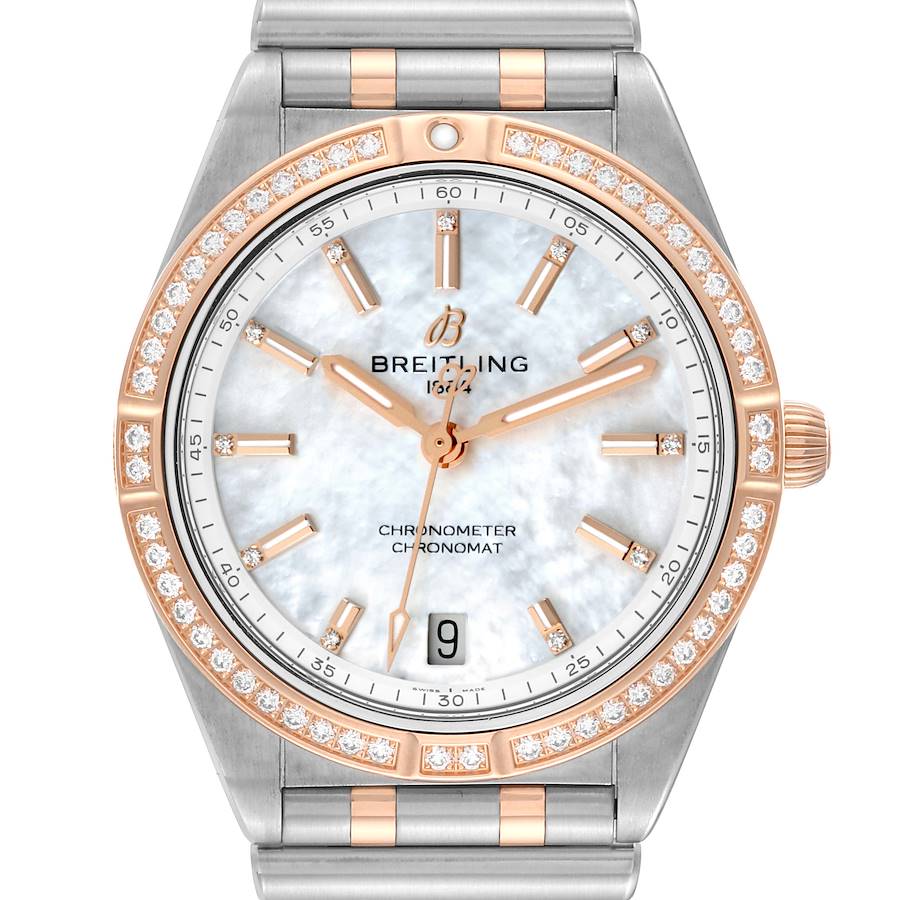 Breitling Chronomat 36 Mother Of Pearl Diamond Dial Steel Rose Gold Ladies Watch U10380