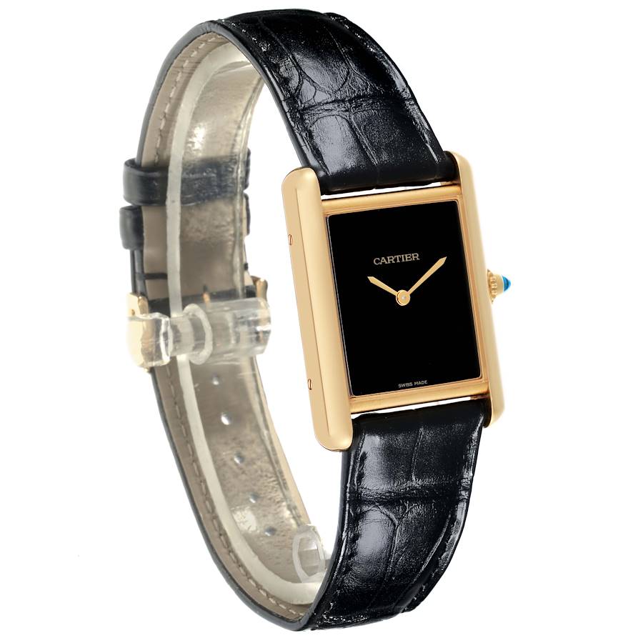 Cartier Tank Louis Large Yellow Gold Black Dial Mens Watch WGTA0091
