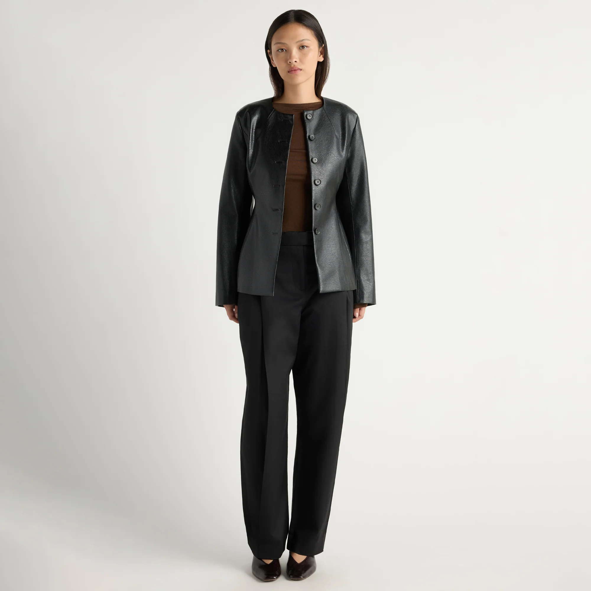 Maddox Sculpted Vegan Leather Blazer