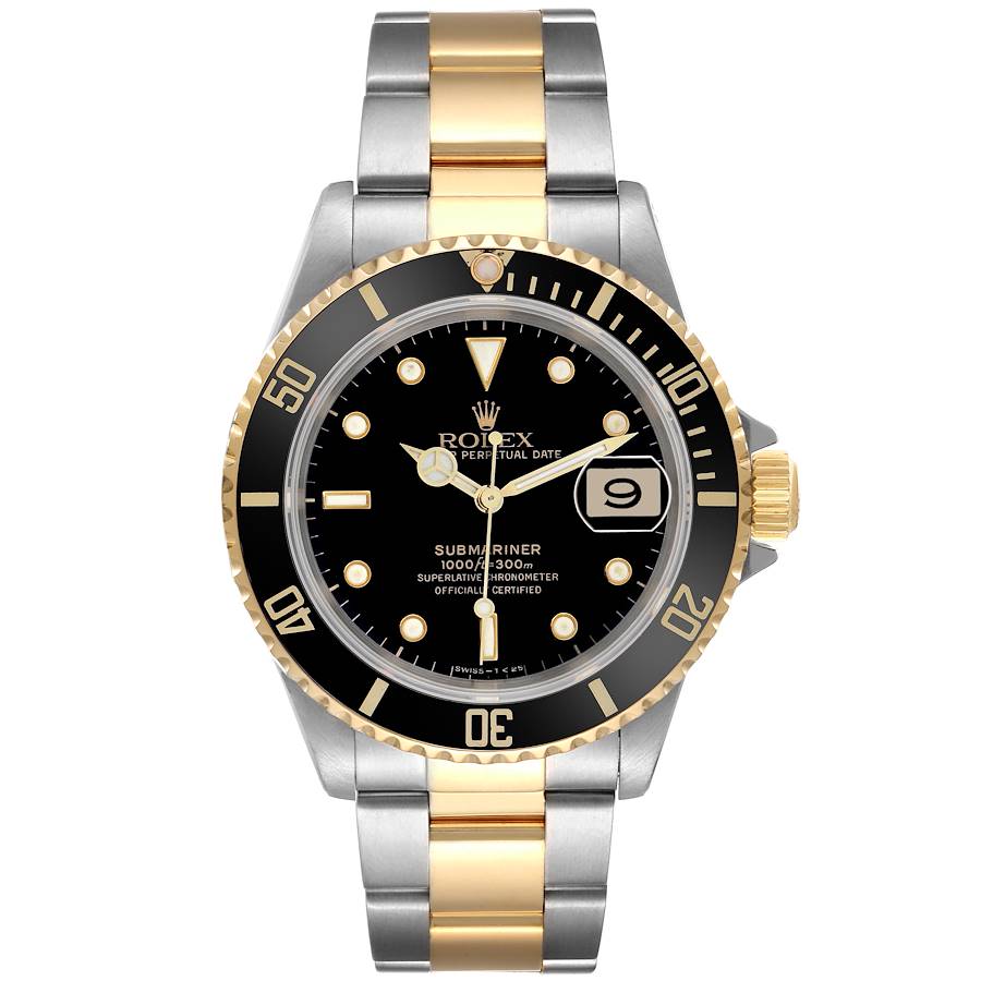 Rolex Submariner Steel Yellow Gold Black Dial Mens Watch 16613