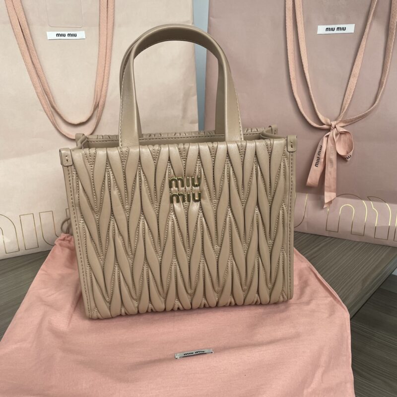 Replica Miu Miu Matelassé Tote Brown
