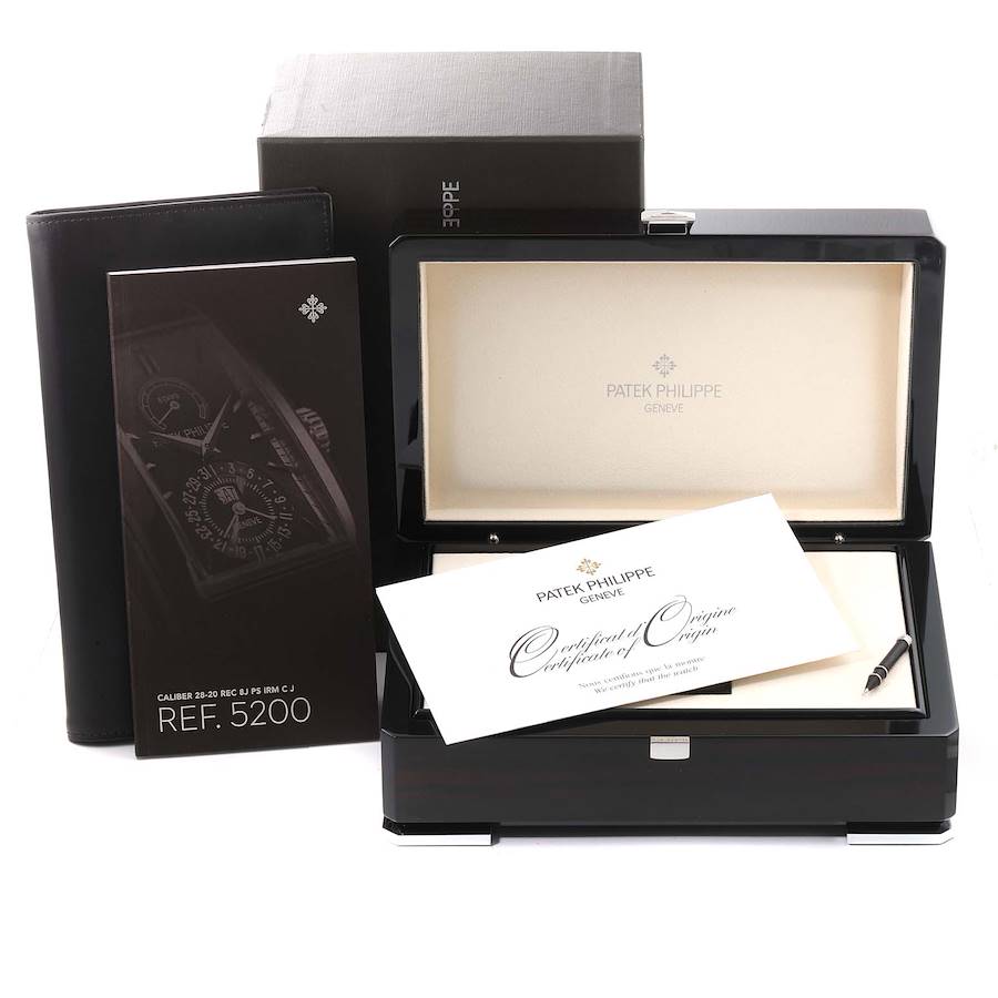 Patek Philippe Gondolo Day Date White Gold Silver Dial Watch 5200 5200G