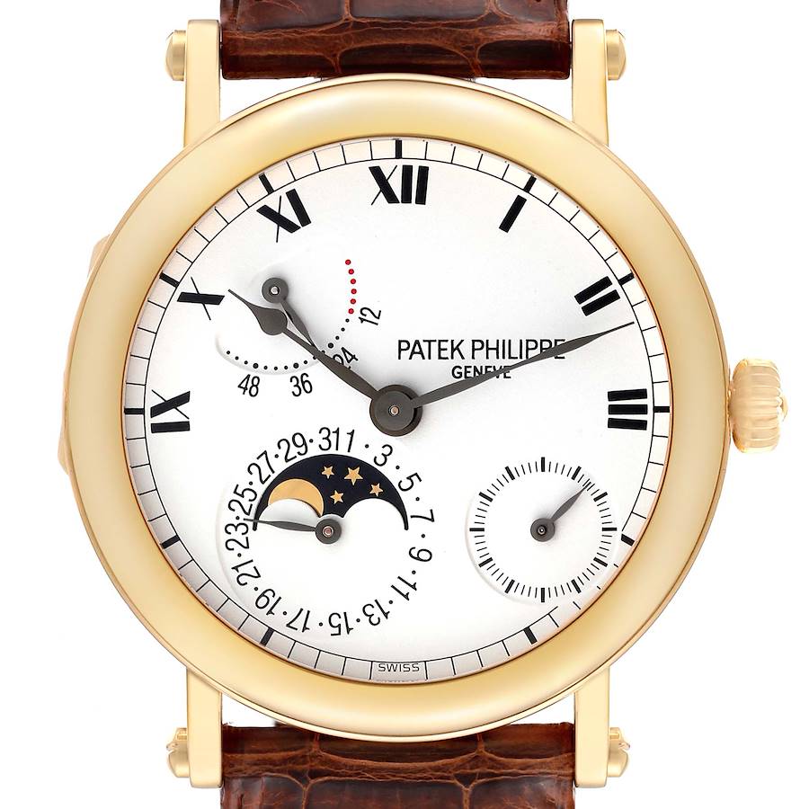 Patek Philippe Complications Power Reserve Moonphase Yellow Gold Mens Watch 5054