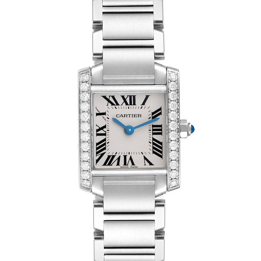 Cartier Tank Francaise Small Steel Diamond Bezel Ladies Watch W4TA0008
