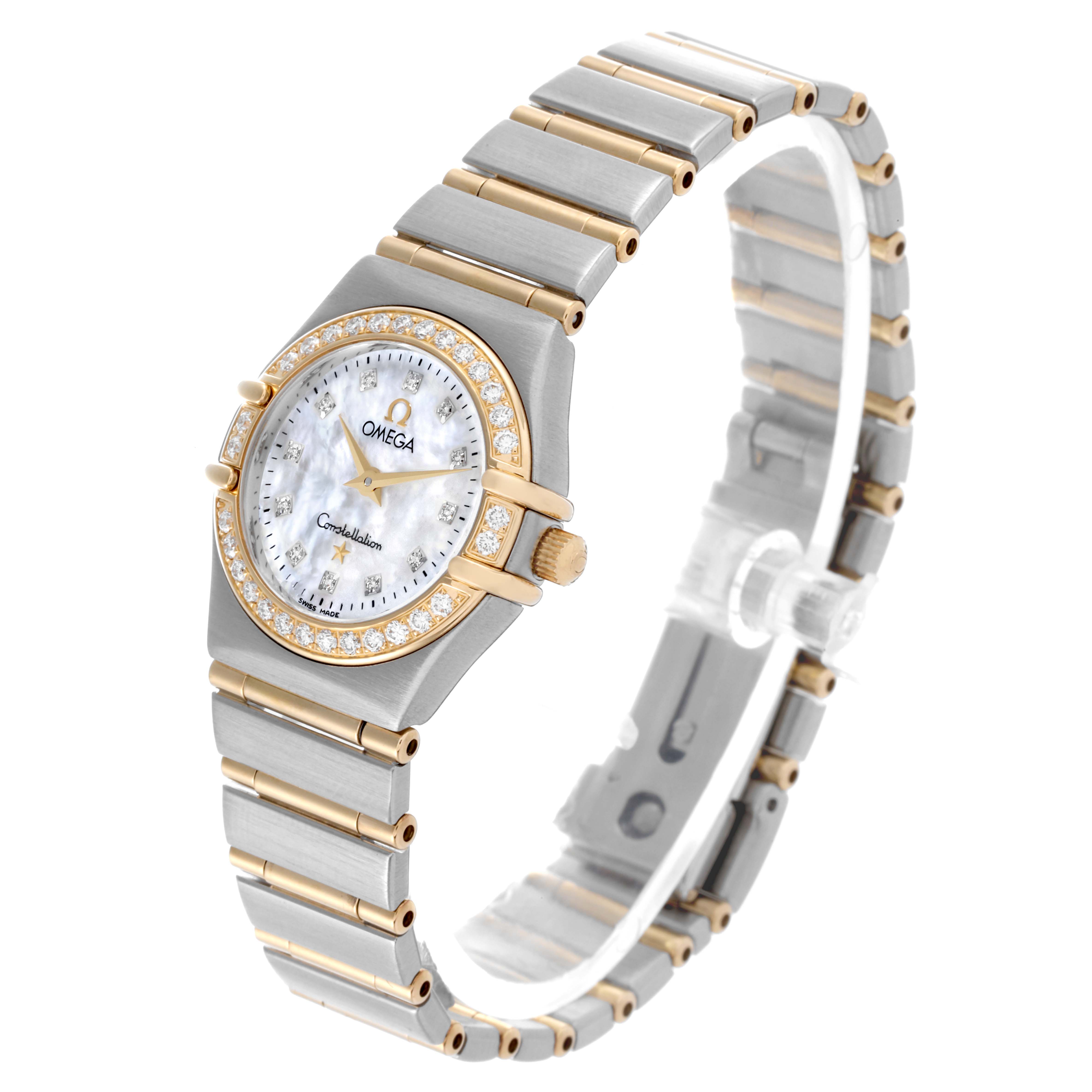 Omega Constellation 95 Mother of Pearl Diamond Yellow Gold Steel Ladies Watch 22.25 MM 1267.75.00