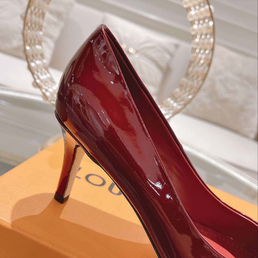 Louis Vuitton Patent Leather Pumps Dark Red