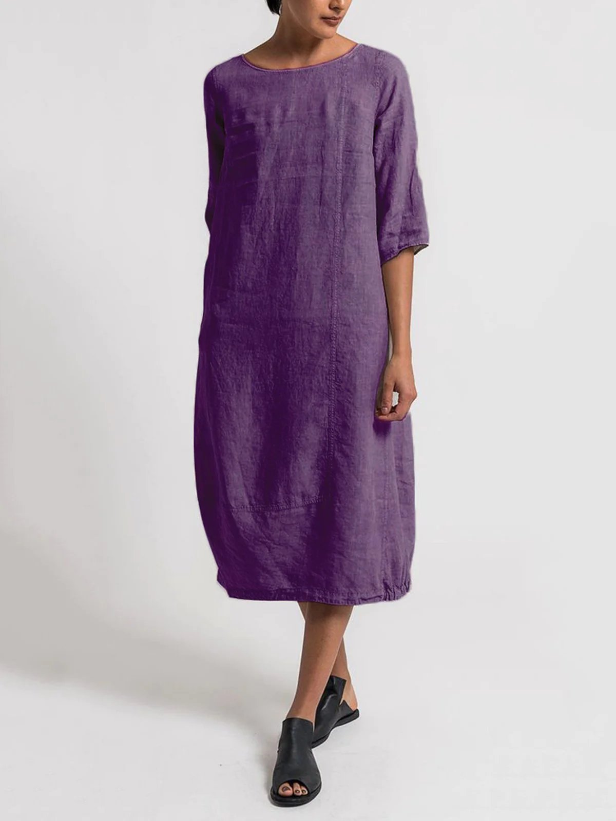 Crew Neck Women Plus Size Dresses Daytime Solid Dresses