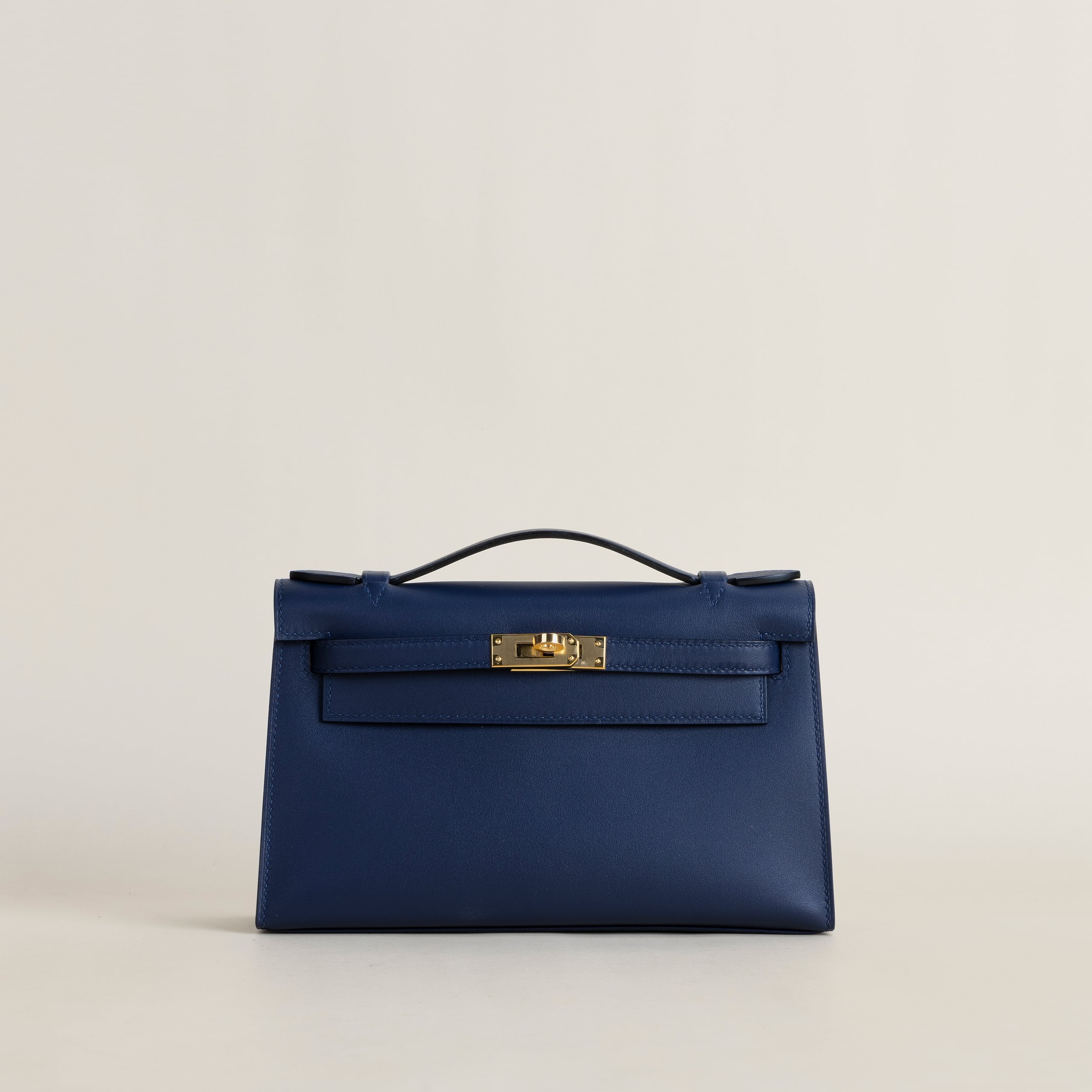 Kelly pochette swift blue saphir GHW