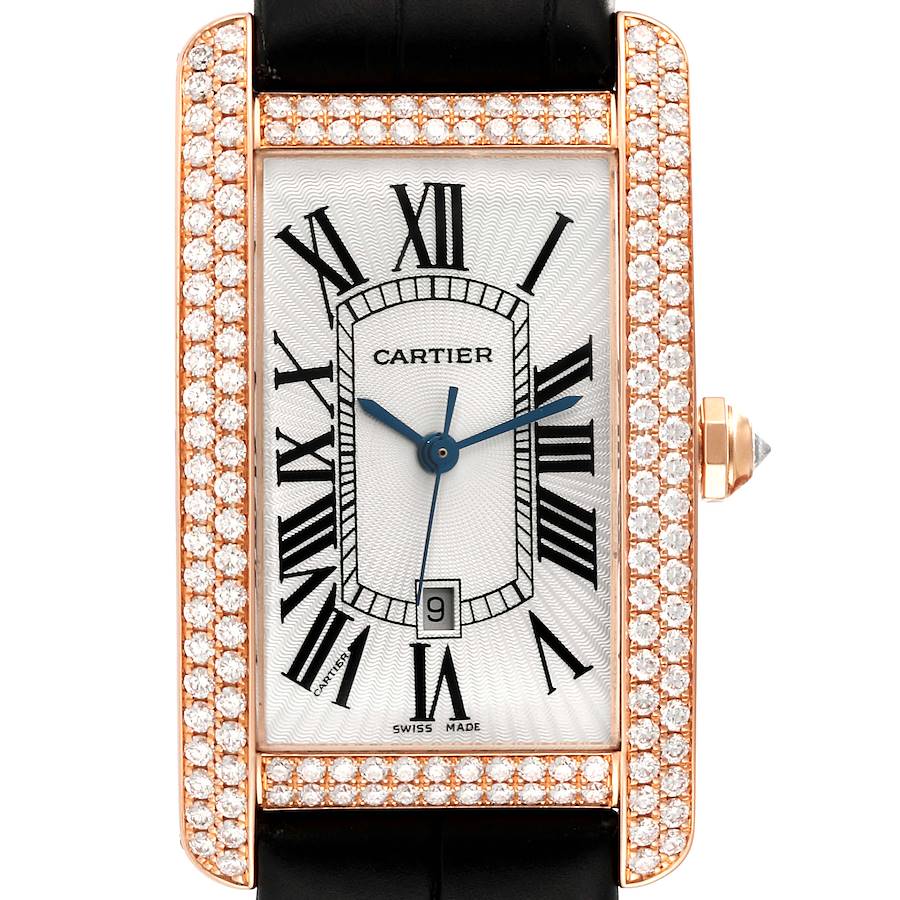 Cartier Tank Americaine Large Rose Gold Diamond Mens Watch WB704851