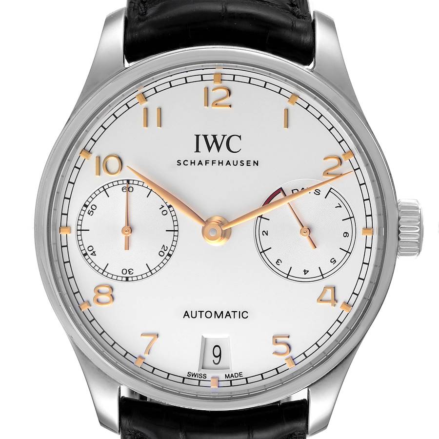 IWC Portugieser 7 Day Steel Silver Dial Mens Watch IW500704