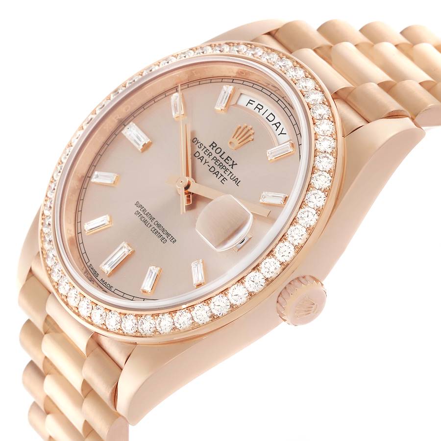 Rolex Day-Date 40 President Rose Gold Diamond Mens Watch 228345