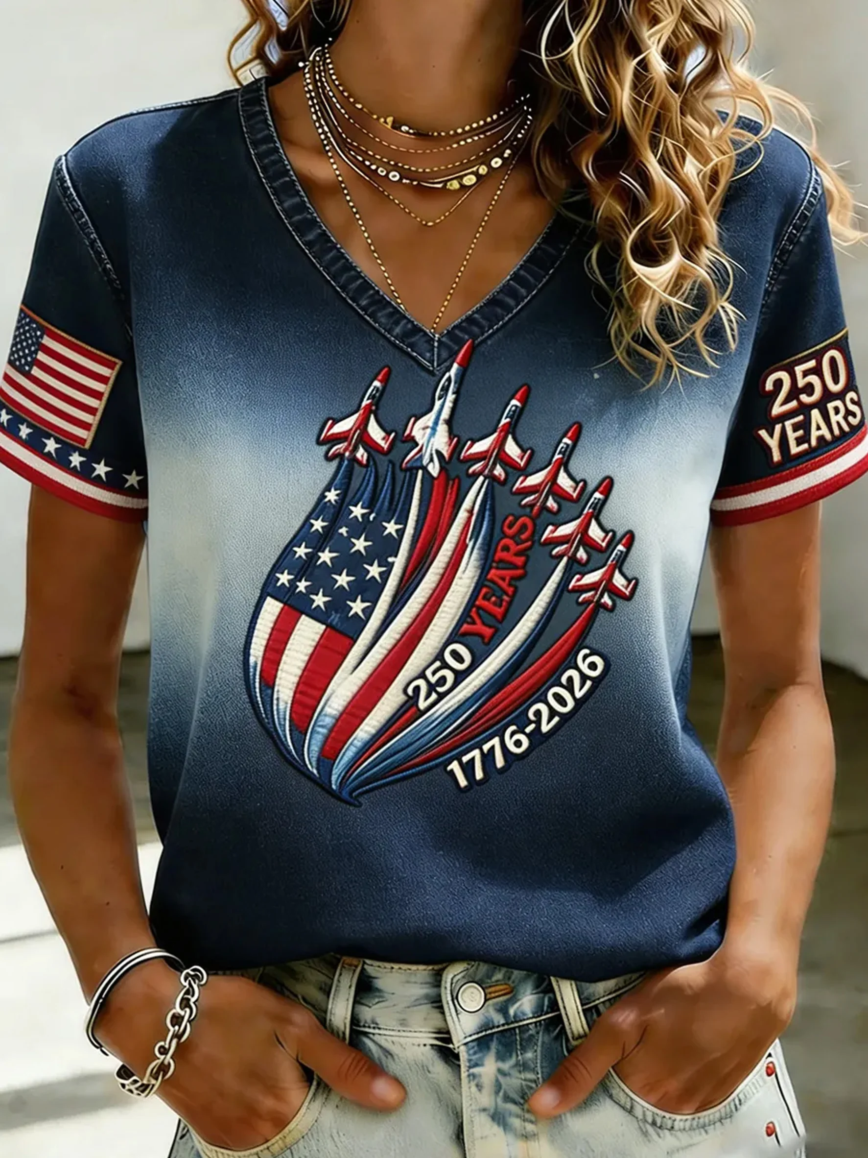 Women's 250th Anniversary Printed Casual T-Shirt