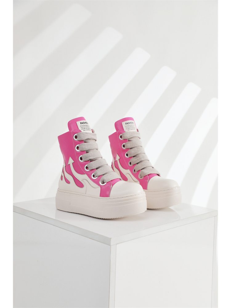 PU Flame Platform Thigh-High Sneaker
