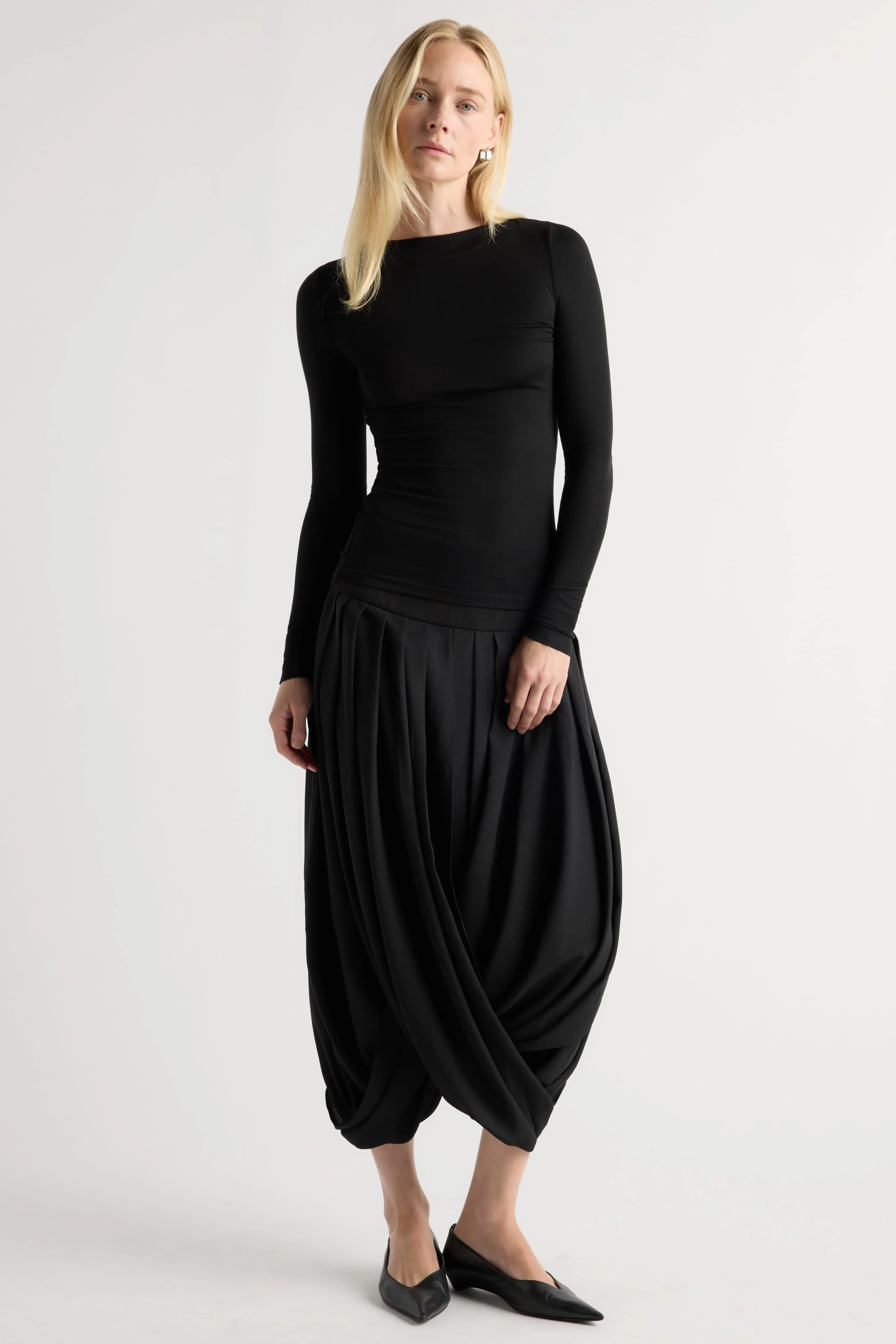 Azalea Gathered-Drape Cocoon Skirt