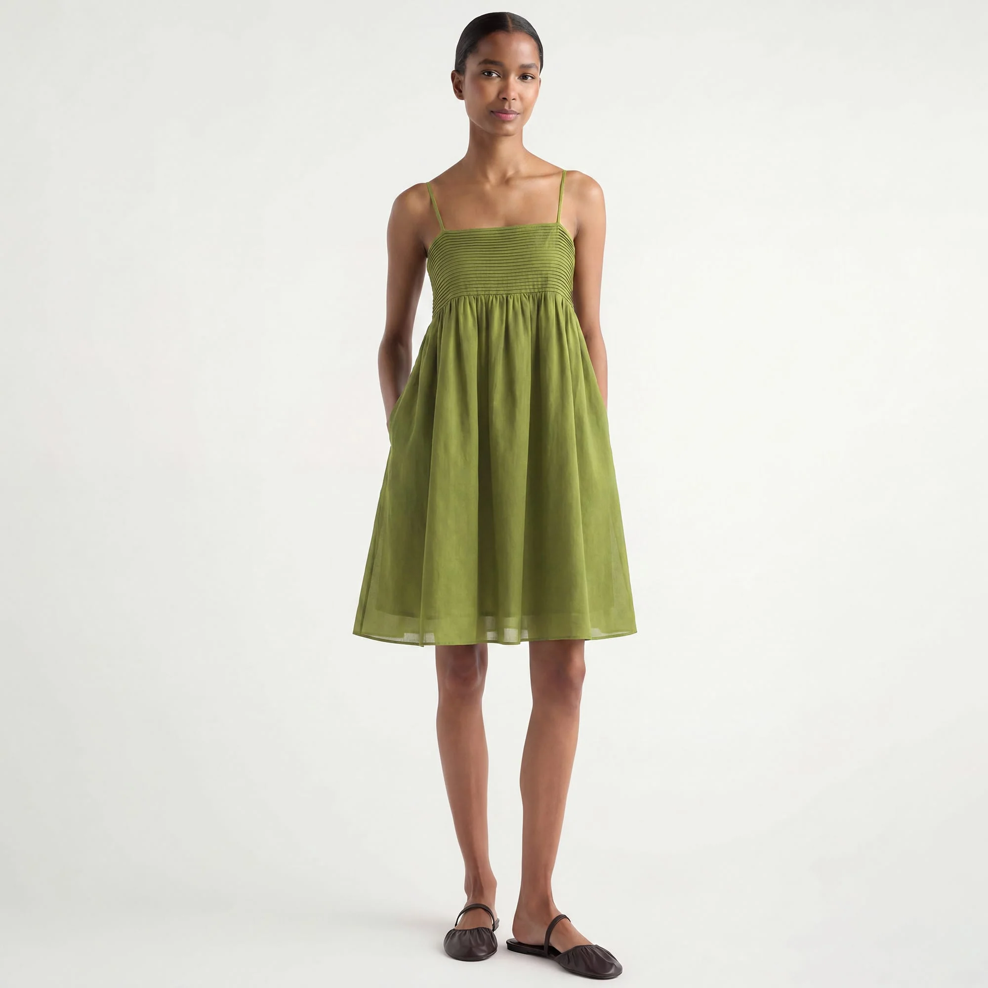 Myra Pintuck Cotton-Silk Dress