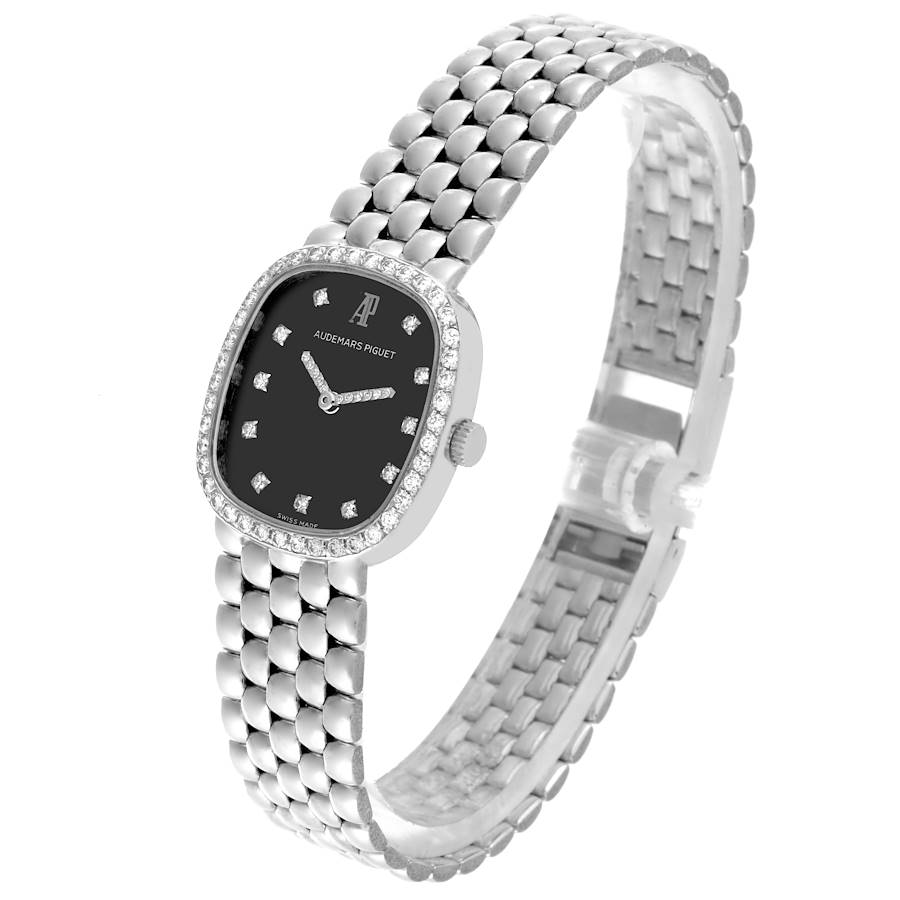 Audemars Piguet White Gold Black Diamond Dial Ladies Watch
