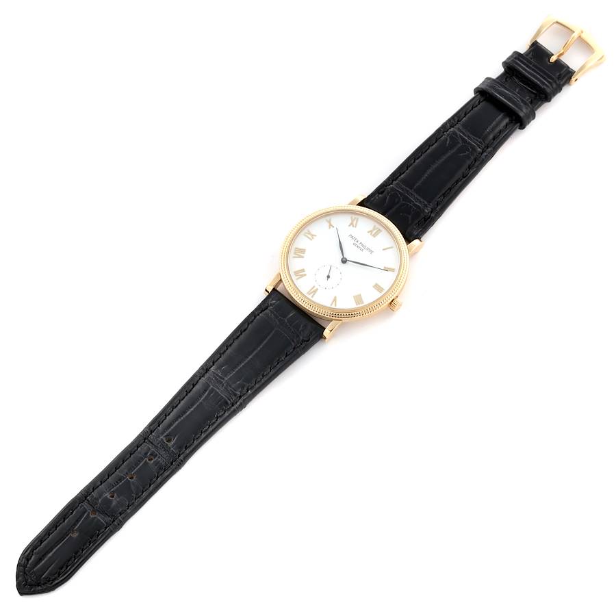 Patek Philippe Calatrava Yellow Gold White Roman Dial Mens Watch 3919J