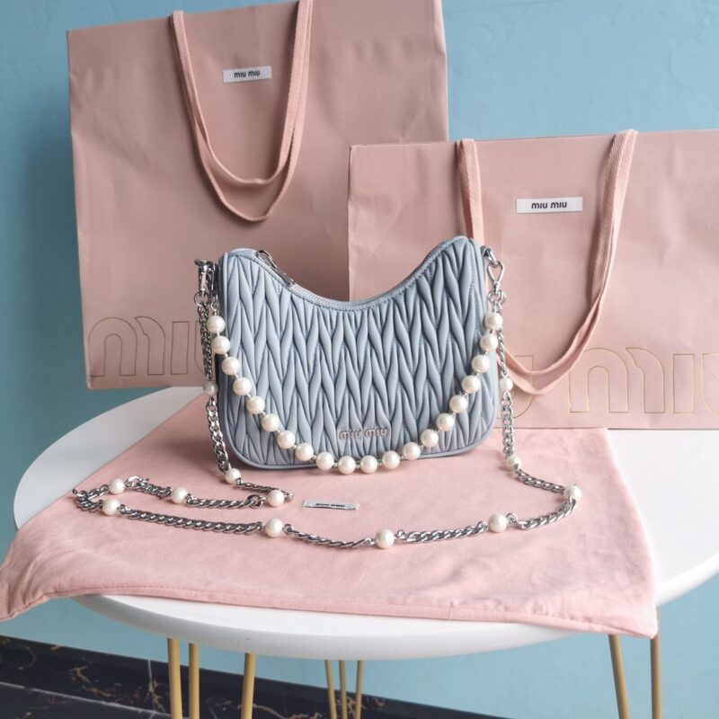 Replica Miu Miu Matelassé Pearl Blue