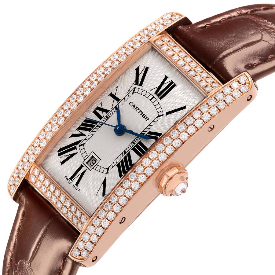 Cartier Tank Americaine Midsize Rose Gold Diamond Ladies Watch WB704751