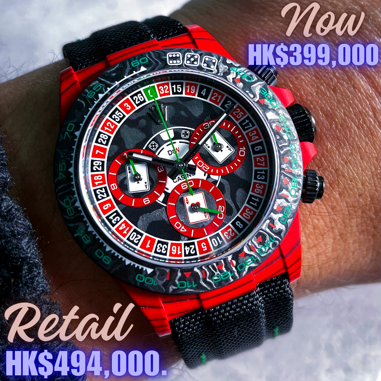BEST DEAL Rolex Daytona DiW LUCKY PLAYER 3 CarboQuartz
