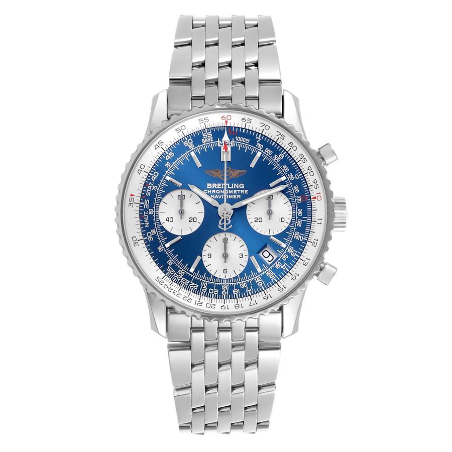 Breitling Navitimer 42mm Blue Dial Chronograph Steel Mens Watch A23322