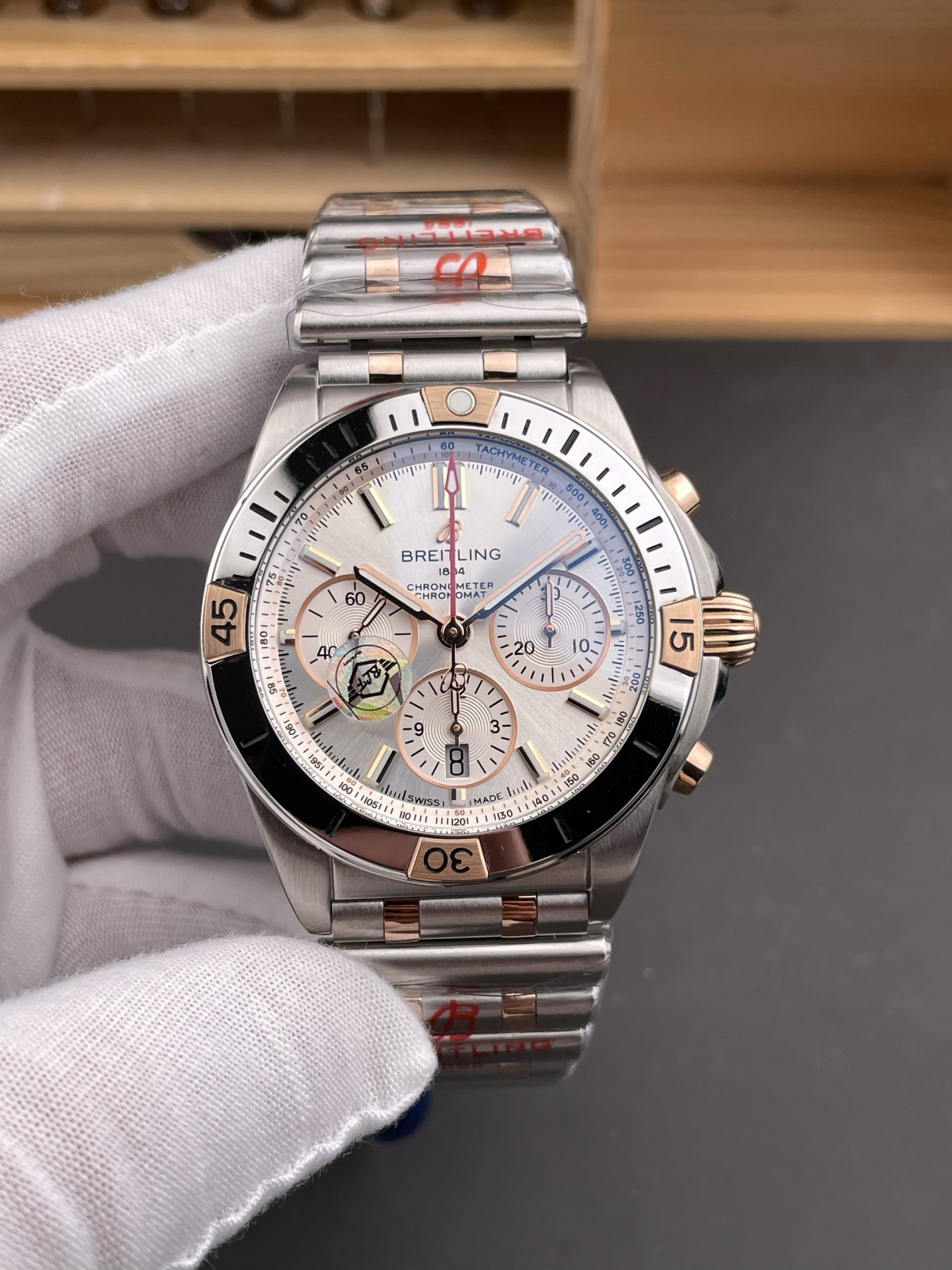 Chronomat B01 Two-tone Rose Gold Silver Dial