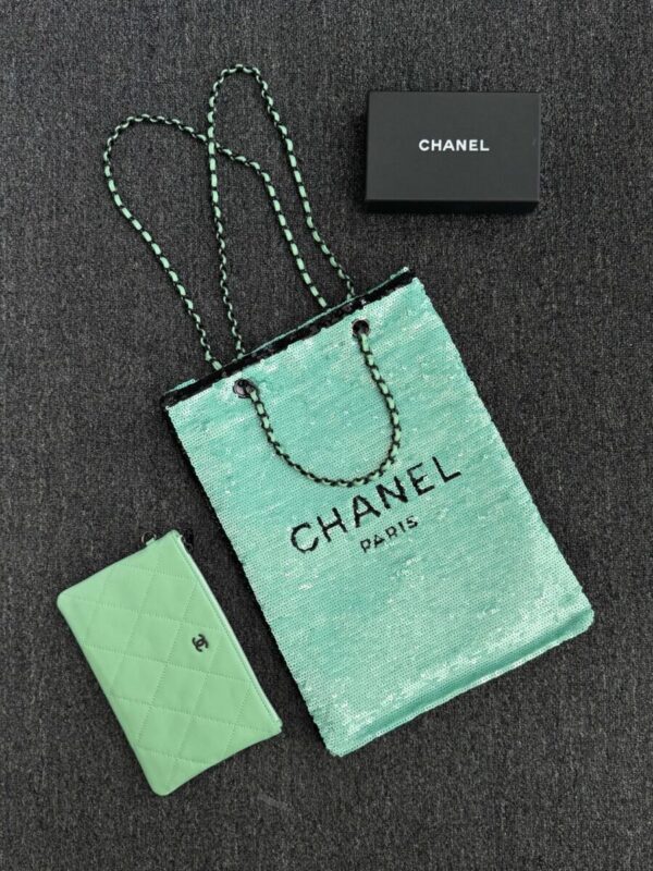 CHANEL Sequin Shoulder Bag Green