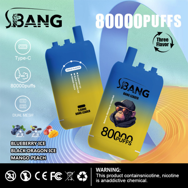 Bang Leader 80K Puffs 3-in-1 Prefilled Vape Device - 3 Flavours, Rechargeable, 850mAh