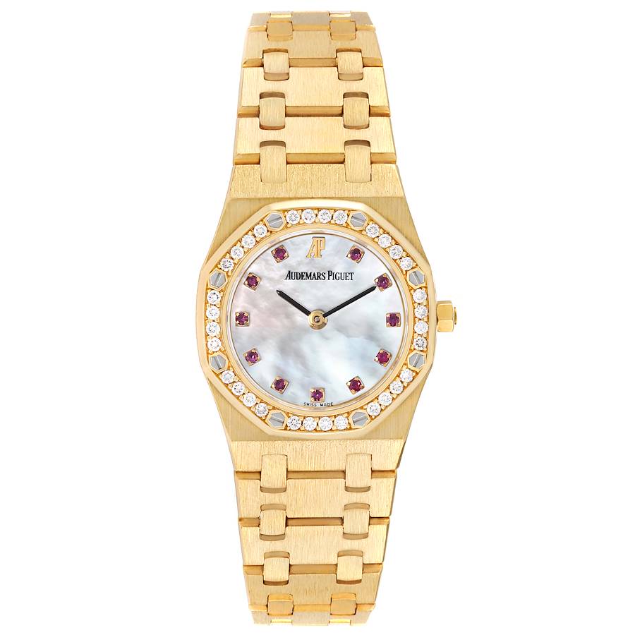 Audemars Piguet Royal Oak Yellow Gold Diamond Rubies Ladies Watch 66344BA
