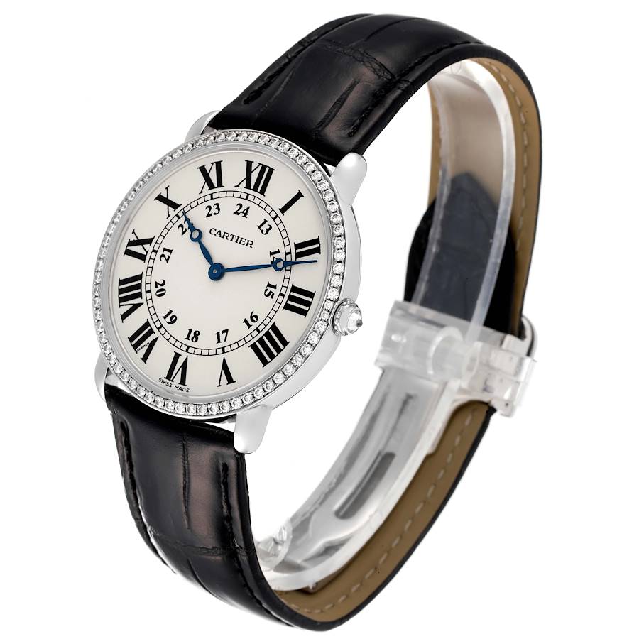 Cartier Ronde Louis White Gold Diamond Mens Watch WR000551