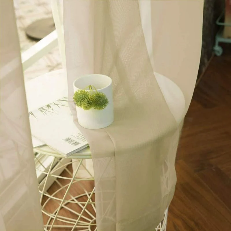 Solid Sheer Curtains Elegant Grommet Window Voile Panels Drapes Treatment 2 Panels