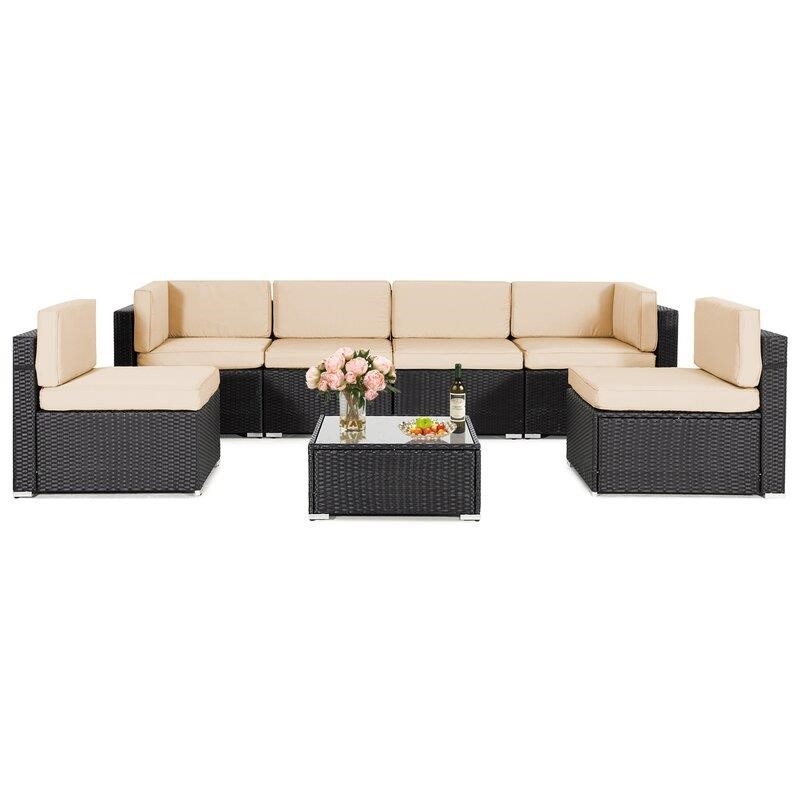 Jovahny Wicker/Rattan 6 - Person Seating Group with Cushions