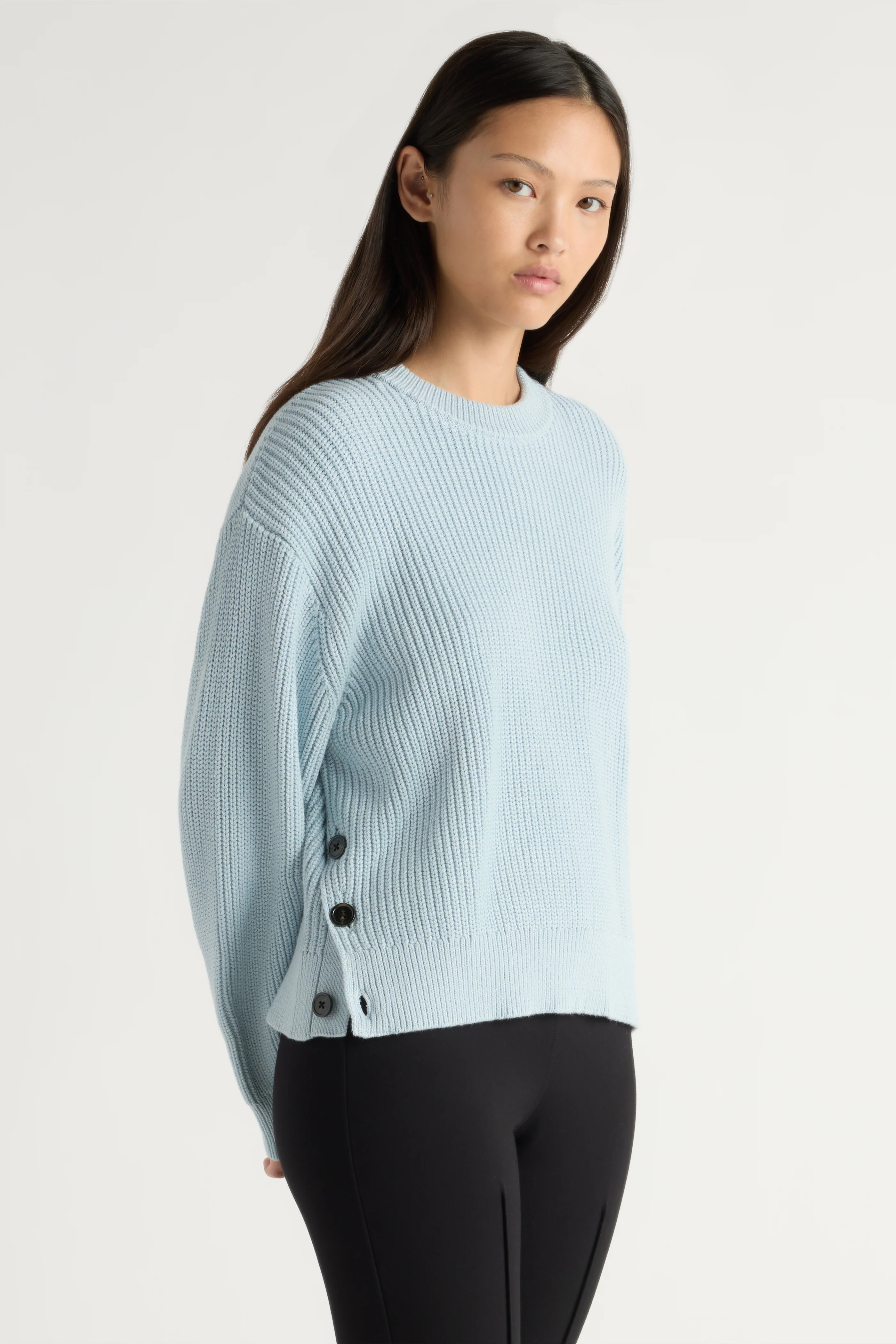 Tatum Side-Button Split Sweater