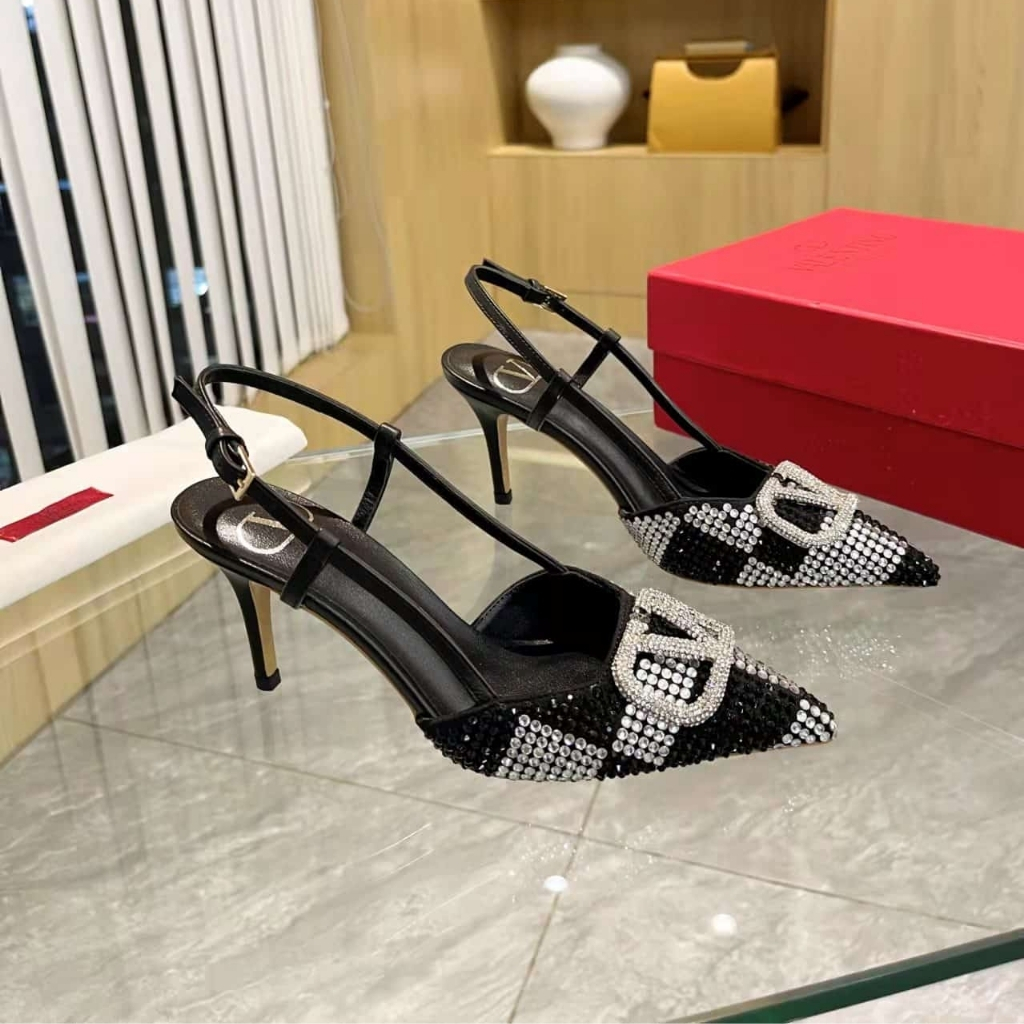 Valentino Vlogo Signature Slingback Pump Strap Crystal Black 3W0S0R01EWK ZRN