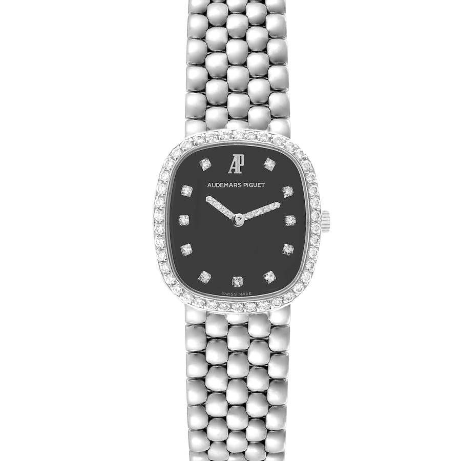 Audemars Piguet White Gold Black Diamond Dial Ladies Watch