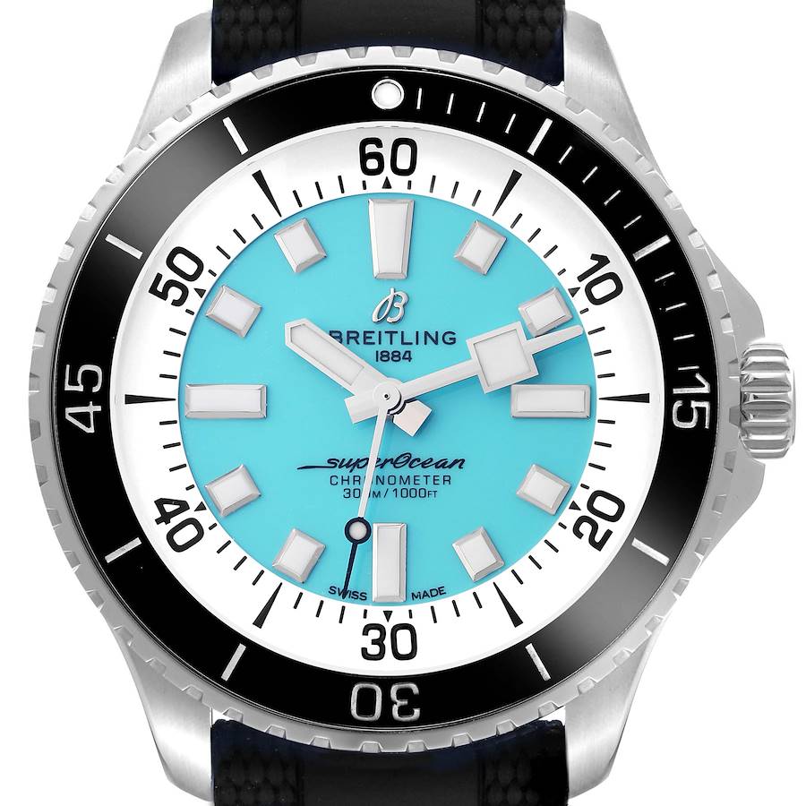 Breitling Superocean 44 Turquoise Dial Steel Mens Watch A17376