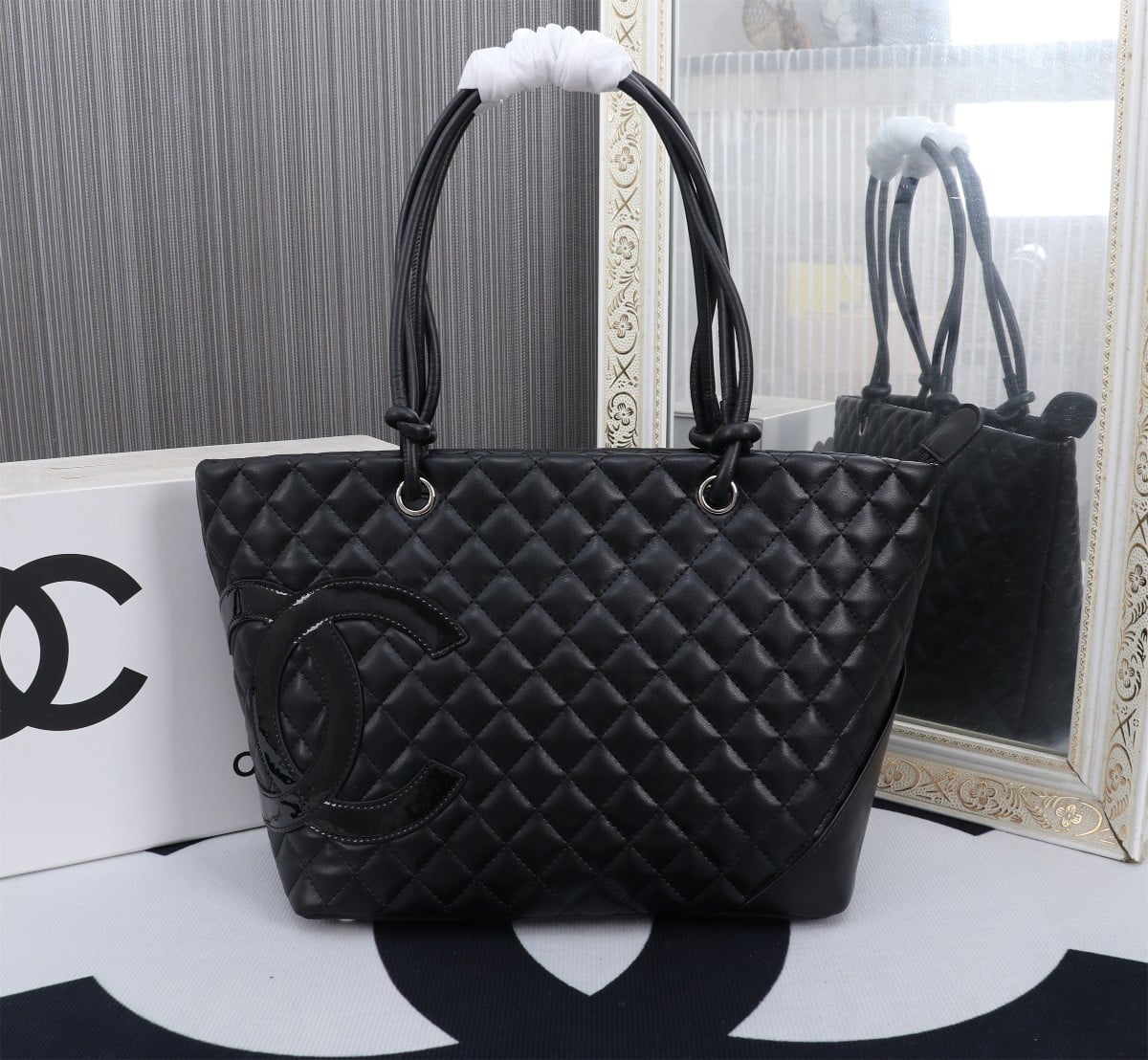 Chanel Cambon Line Large Tote Bag In Black 41Cm A25169
