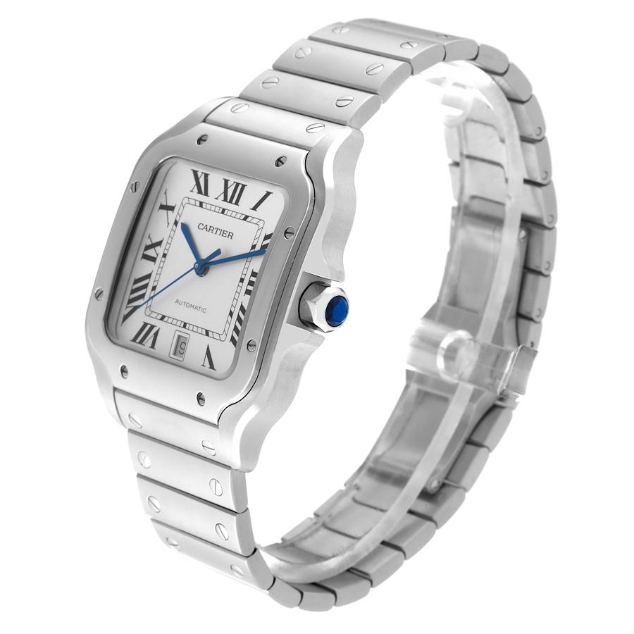 Cartier Santos Large Silver Dial Steel Mens Watch WSSA0009