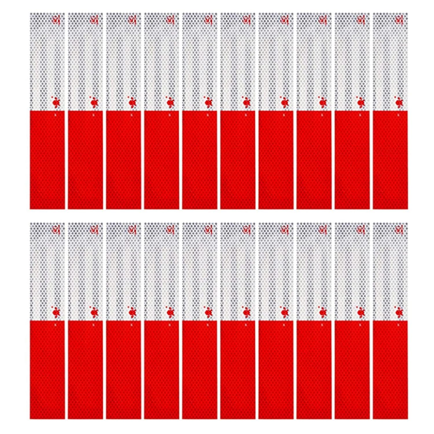 Reflective Tape, 2′′ x 12′′ x 20 Pack Red/White Self-Adhesive Outdoor Waterproof Safety Caution Warning Reflective Tape Trailer Reflector for Cars, Trucks, Trailers, Boats, Road Signs