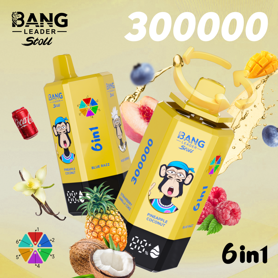 Bang Leader Stoll 300K Puffs 6-in-1 Prefilled Vape Device - 6 Flavours, Rechargeable, 650mAh