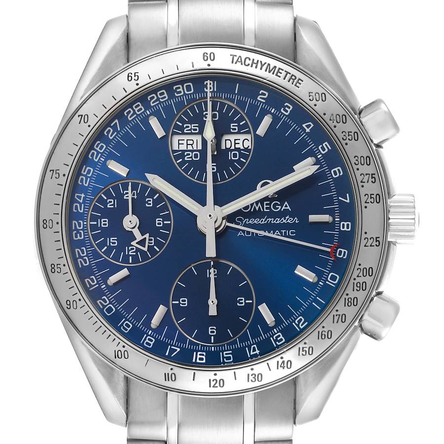 Omega Speedmaster Day-Date 39 Blue Dial Steel Mens Watch 3523.80.00 Card