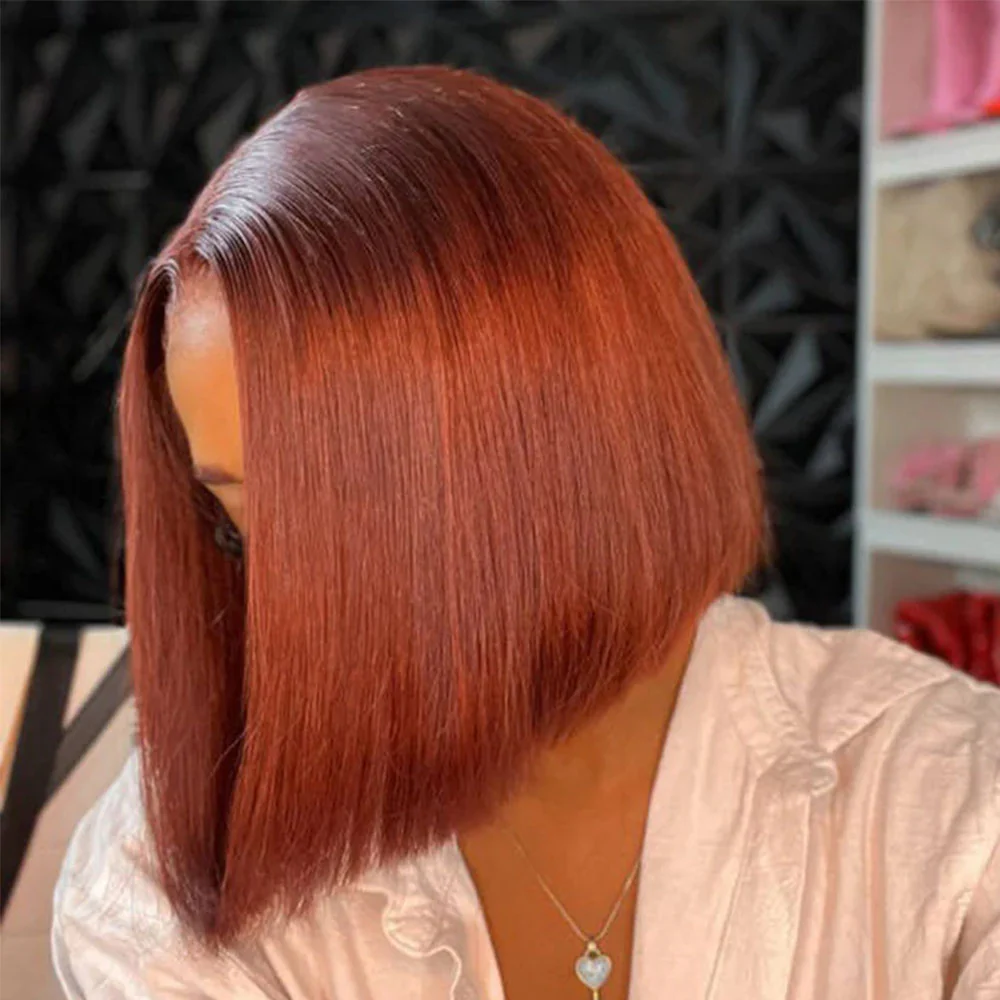 $100 OFF Code: MS100 |  4x4 Lace #33 Reddish Brown Straight Bob Wig