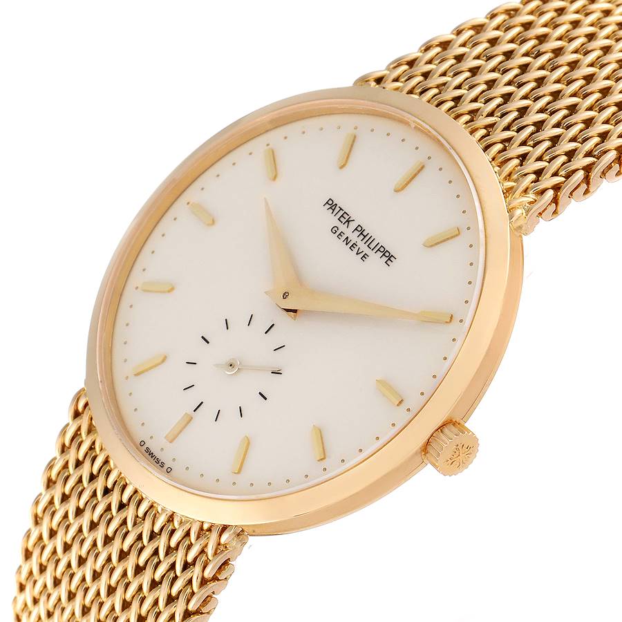 Patek Philippe Calatrava 18k Yellow Gold Ivory Dial Mens Watch 3893