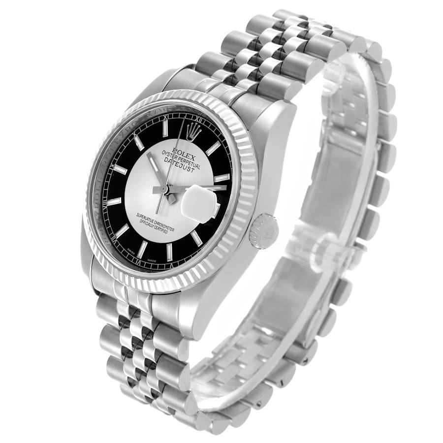 Rolex Datejust Steel White Gold Tuxedo Dial Mens Watch 116234