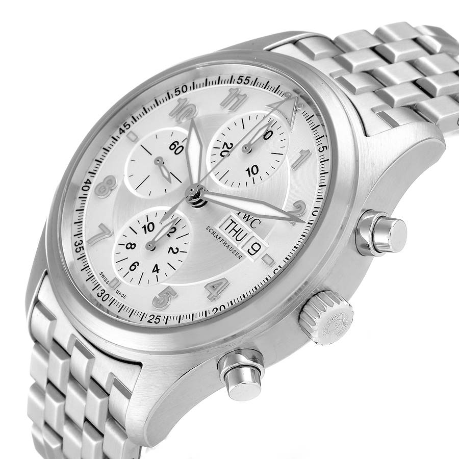 IWC Flieger Spitfire Chronograph Silver Dial Mens Watch IW371705